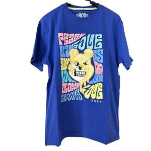 BKYS Blue‎ Cartoon Skull Graphic T-Shirt NWT